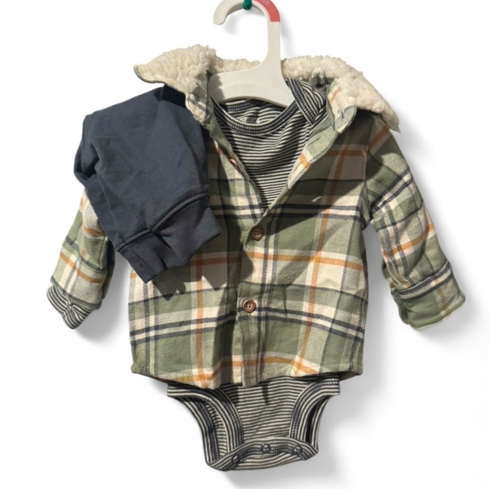 Carter's Green Plaid Baby Set
